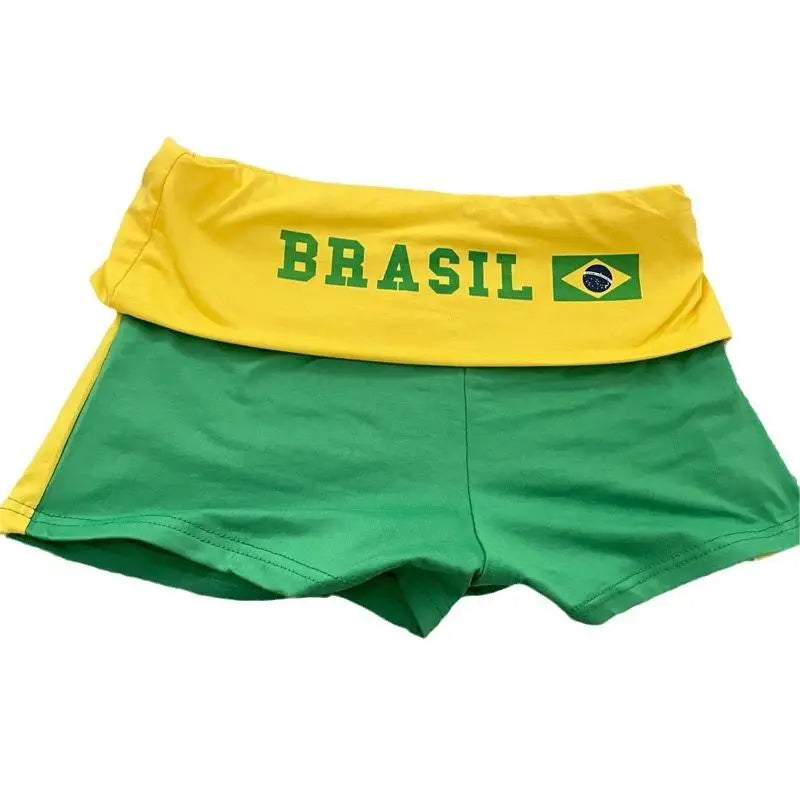 Y2k Clothes Gothic Shorts Brazil Embroidery Women's Casual Wide Leg Pants Punk Vintage Elastic Waist Bikers Patchwork Sweatpants