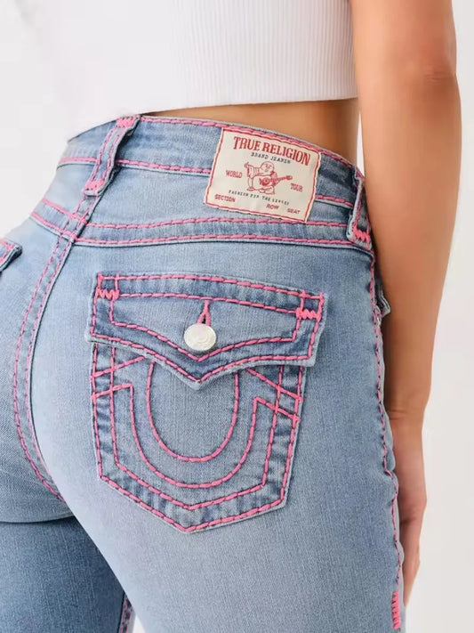 Embroidery High Waisted Jeans Woman High Street Fashion Sexy Vintage Women Jeans Casual Tight Washed Pants Women Black Jeans